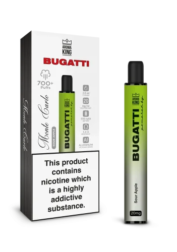 Jednorazová e-cigareta Bugatti Monte Carlo, Sour Apple