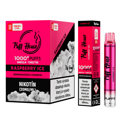 Jednorazowy e-papieros Puff House, Raspberry Ice 1000 Puffs
