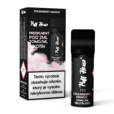 Wstępnie napełniony POD Puff House, Strawberry Mango, Nikotyna 20 mg/ml