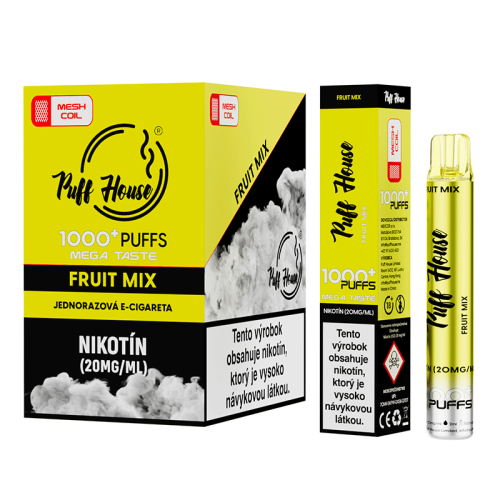 Jednorázová e-cigareta Puff House, Fruit Mix 1000 Puffs