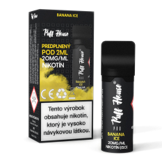 Wstępnie napełniony POD Puff House, Banana Ice, Nikotyna 20 mg/ml