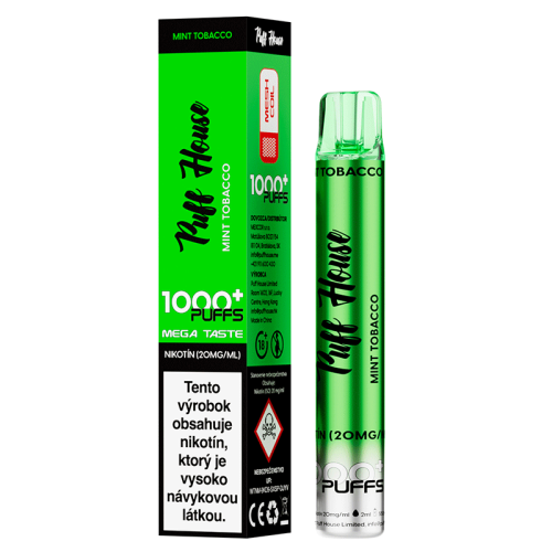 Jednorazowy e-papieros Puff House, Mint Tobacco 1000 Puffs