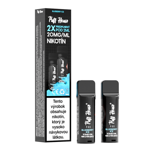 Prefilled POD Puff House 2pcs, Blueberry Ice, Nikotine 20 mg/ml