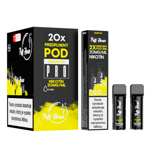 Prefilled POD Puff House 2pcs, Lemon Ice, Nikotine 20 mg/ml