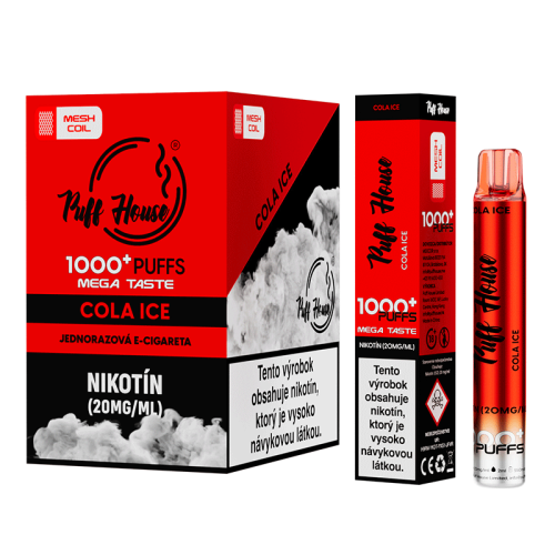 Jednorazová e-cigareta Puff House, Cola Ice 1000 Puffs