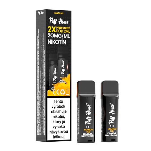 Prefilled POD Puff House 2pcs, Mango Ice, Nikotine 20 mg/ml
