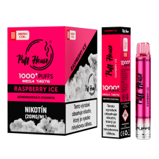 Jednorazová e-cigareta Puff House, Raspberry Ice 1000 Puffs