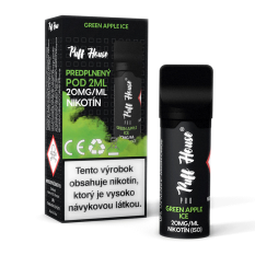 Wstępnie napełniony POD Puff House, Green Apple Ice, Nikotyna 20 mg/ml