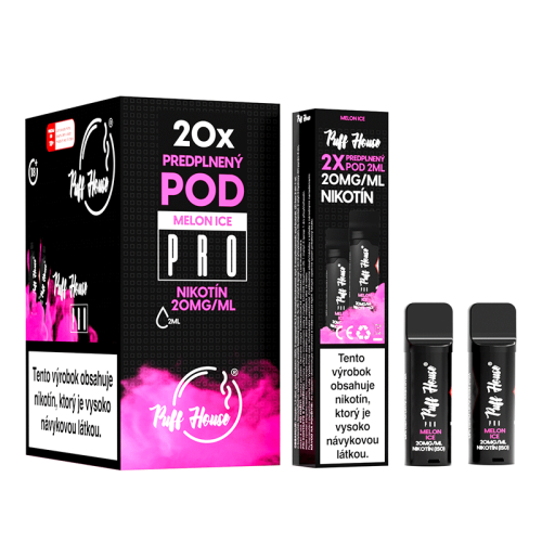 Predplnený POD Puff House 2ks, Melon Ice, Nikotín 20mg/ml