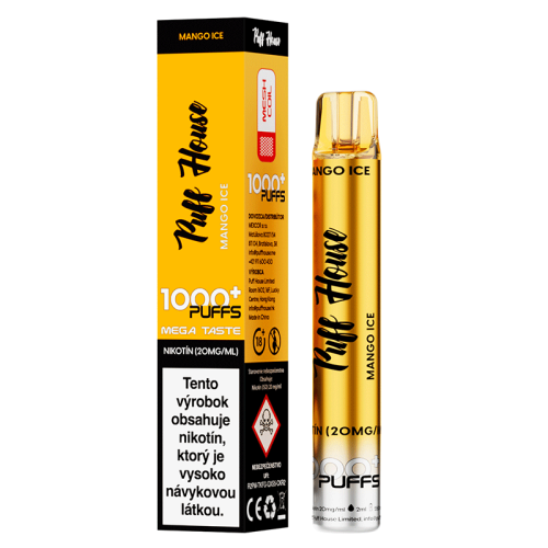 Jednorázová e-cigareta Puff House, Mango Ice 1000 Puffs