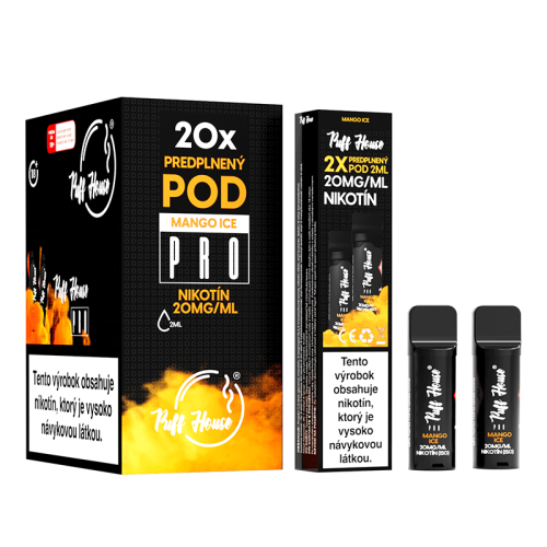 Předplněný POD Puff House 2ks, Mango Ice, Nikotin 20 mg/ml