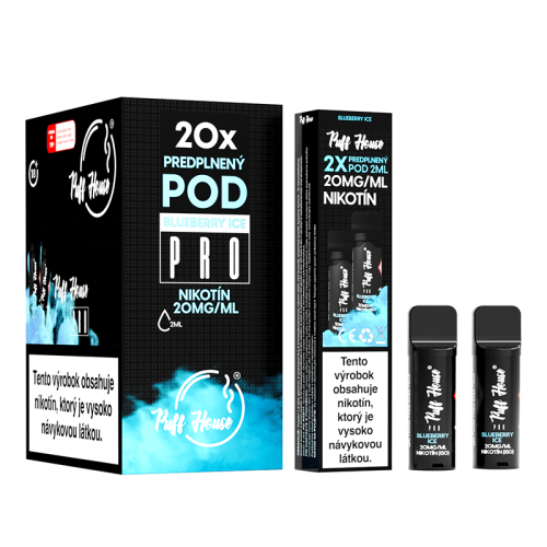 Prefilled POD Puff House 2pcs, Blueberry Ice, Nikotine 20 mg/ml